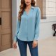thumbnail image 4 of AUNVITO Women's Satin V-Neck Pleated Blouse with Elegant Design for Chic Style, 4 of 7