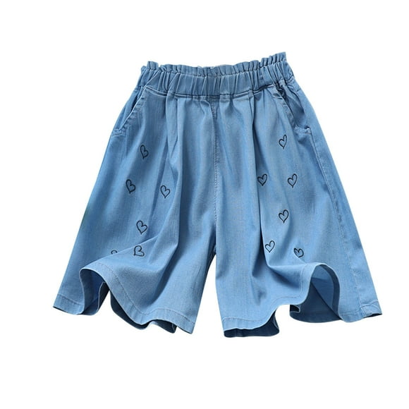 zbxnLI Teen Girls Jean Shorts Girls High Waisted Wide Leg Denim Shorts Summer Casual Loose Denim Shorts