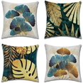 thumbnail image 1 of Funda de Cojín, Juego de 4 Fundas de Almohada de Lino para Sofá, Salón, Dormitorio, Decoración del Hogar, 45 x 45 cm (Ginkgo Biloba), 1 of 5