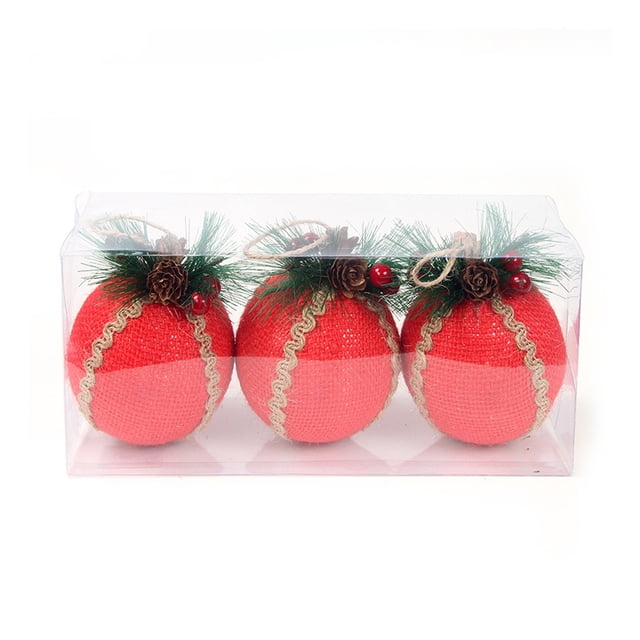 Matsuzay 3 piezas árbol de Navidad bolas colgantes de punto hecho a mano árboles de Navidad bolas de hilo adornos colgantes suministros Kits de decoración para fiestas No.04 Matsuzay HA007790-04B