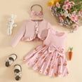 thumbnail image 4 of FASHOFT Baby Girl Easter Outfit Long Sleeve Cardigan and Bunny Dresses 2 Piece My First Easter Outfit Pink 18-24 Months, 4 of 7