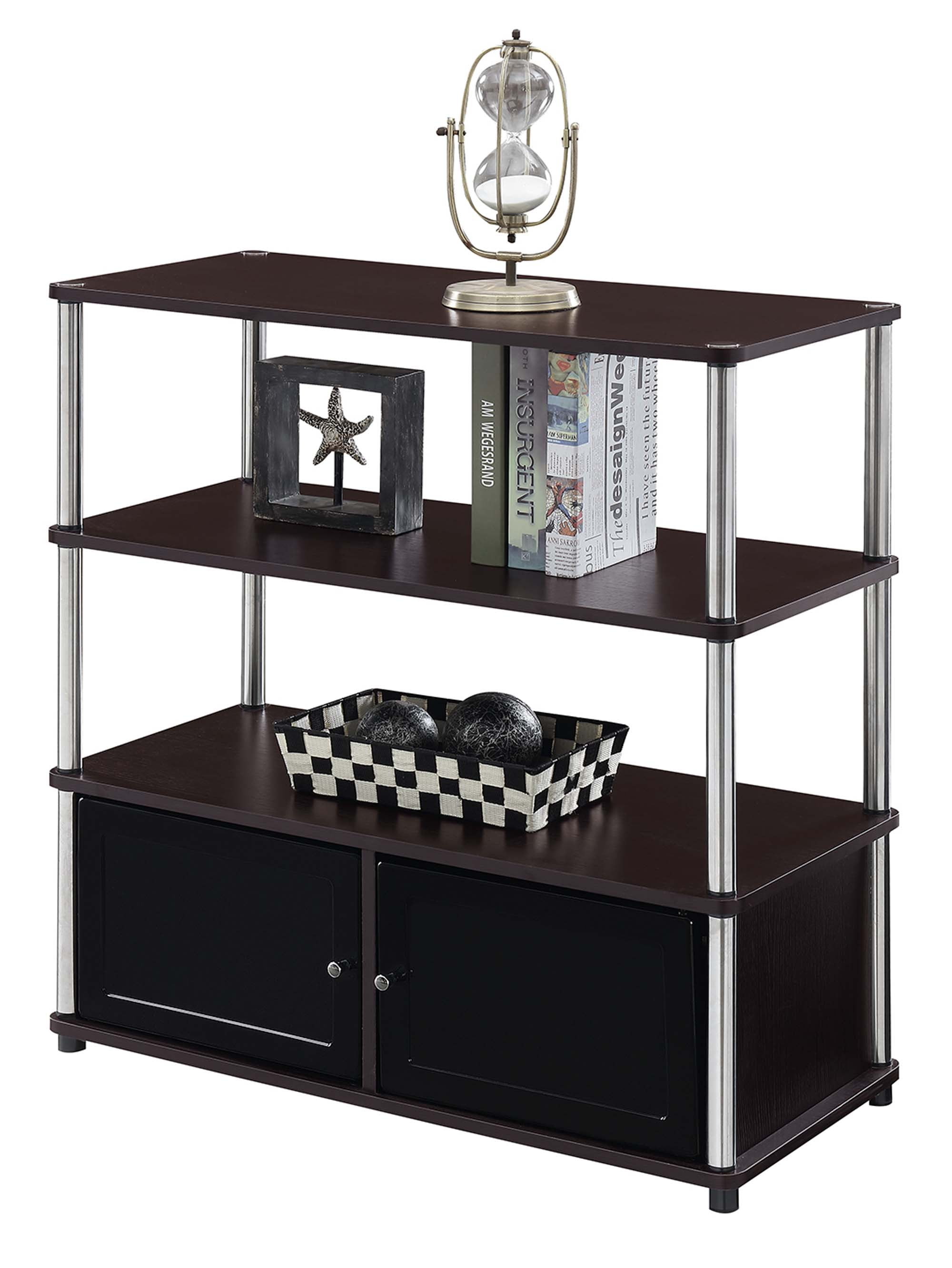 Convenience ConceptsDesigns2Go Highboy TV Stand with Storage Cabinets and Shelves for TVs up to 40 Inches, Espresso