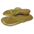 thumbnail image 2 of Women's Beaded Straps Vintage Flats Thong Flip Flop Sandals Gold, 2 of 3