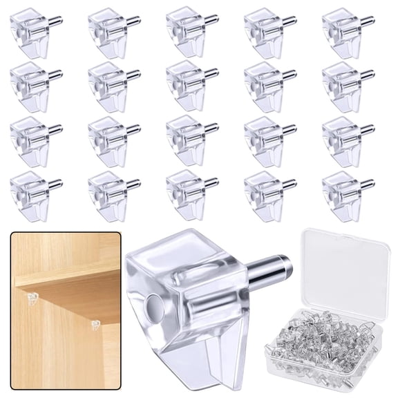 Kalyrart 5 Millimeters Shelf Support Peg,Support Cabinet Shelf Pins,Clear Plastic Replacement Peg Cabinet Shelf Supports Pins for Kitchen Furniture Book Shelves Shelf Holder Locking Pins (20 Pieces)