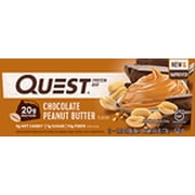 Quest Protein Bar, Chocolate Peanut Butter Flavored, 20g Protein, Gluten Free, 12 Count