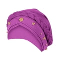 thumbnail image 2 of Hijab Braid Silky Turban Hats for Women Cancer Chemo Beanies Cap Headwrap Headwear Light Purple One Size, 2 of 3