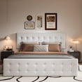 thumbnail image 4 of Full Size Platform Bed Frame with 4 Storage Drawers & Headboard,Faux Leather or Linen, Button Tufted Platform, Strong Wooden Slats,No Box Spring Needed, 4 of 7