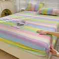 thumbnail image 6 of Cotton Fitted Sheet with Colorful Stripes, Deep Pocket Mattress , Soft Skin-Friendly Bedspread for and Adult Beds, 6 of 6
