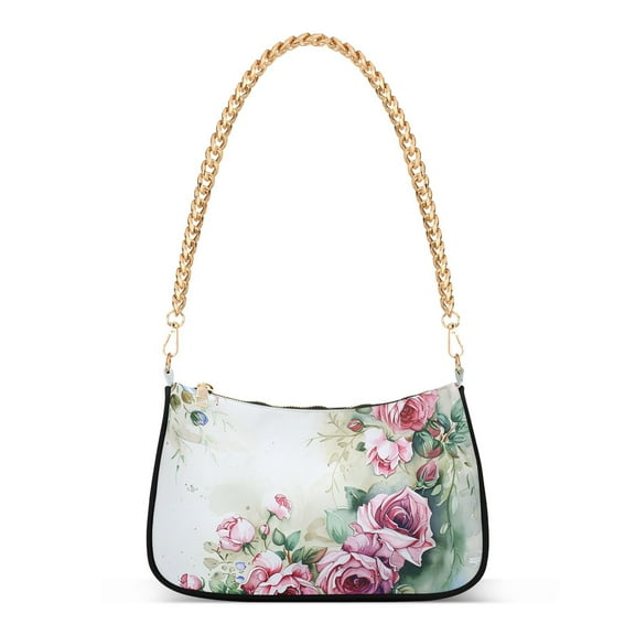 Roses Flowers WatercolorWomen Small Shoulder Bag Crossbody Tote Hobo Bags Purse Clutch Handbags with Chain Strap for Women