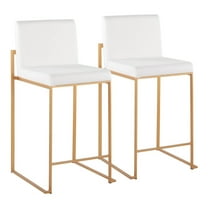 Fuji Contemporary High Back Counter Stool In Gold Steel And White Velvet - Set Of 2