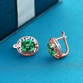 thumbnail image 3 of Gem Stone King 18K Rose Gold Plated Silver Rainforest Topaz Greek Key Earrings for Women (6.00 Cttw, Gemstone November Birthstone, Oval 10X8MM), 3 of 3