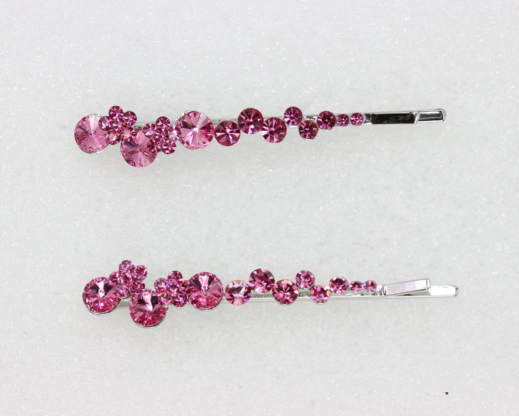 Faship  A Pair Of Pink Premium Rhinestone Crystal Floral Hair Clips Pins 2 Pcs