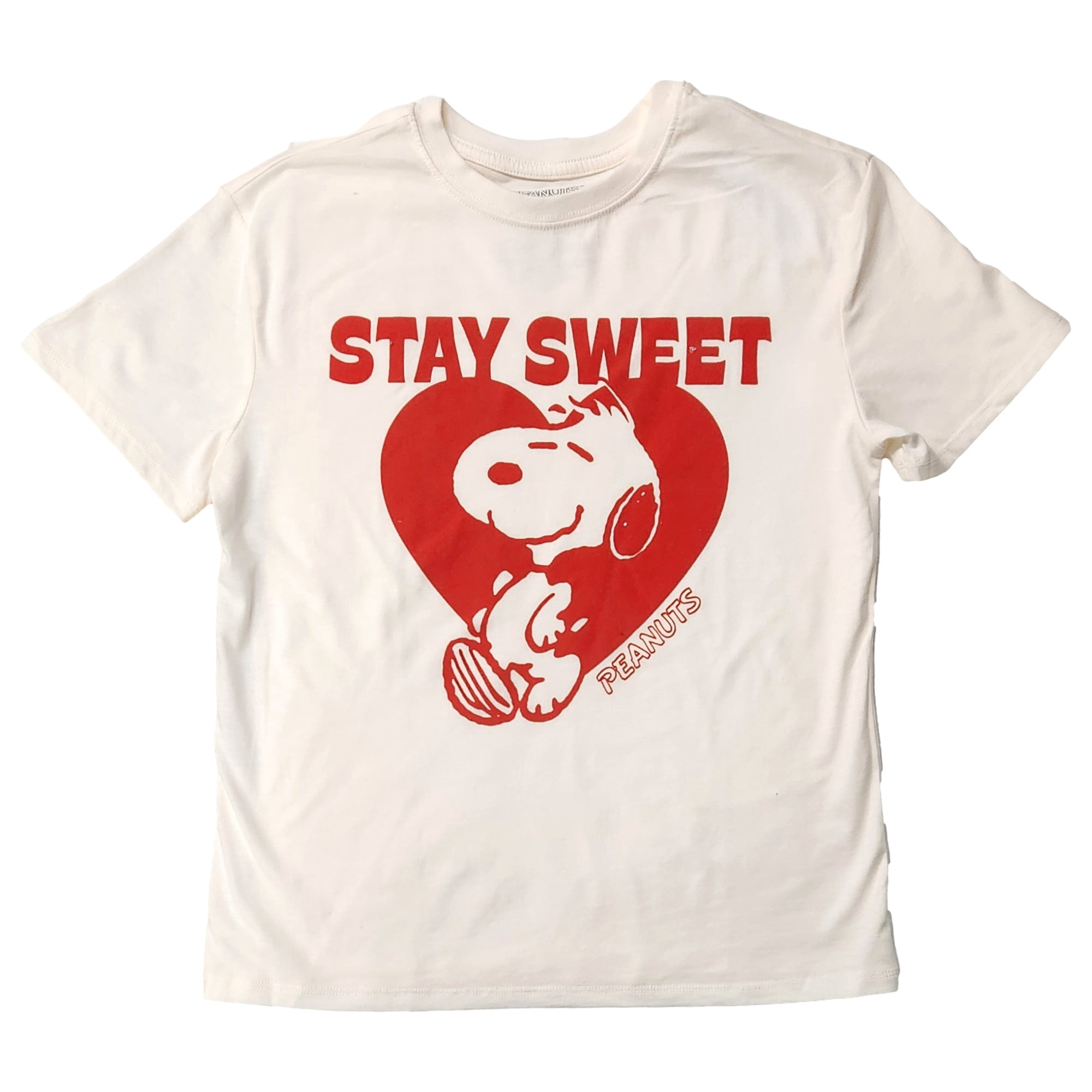 Peanuts Boys Short Sleeve Off White Stay Sweet Snoopy T-Shirt Tee X-Large 14