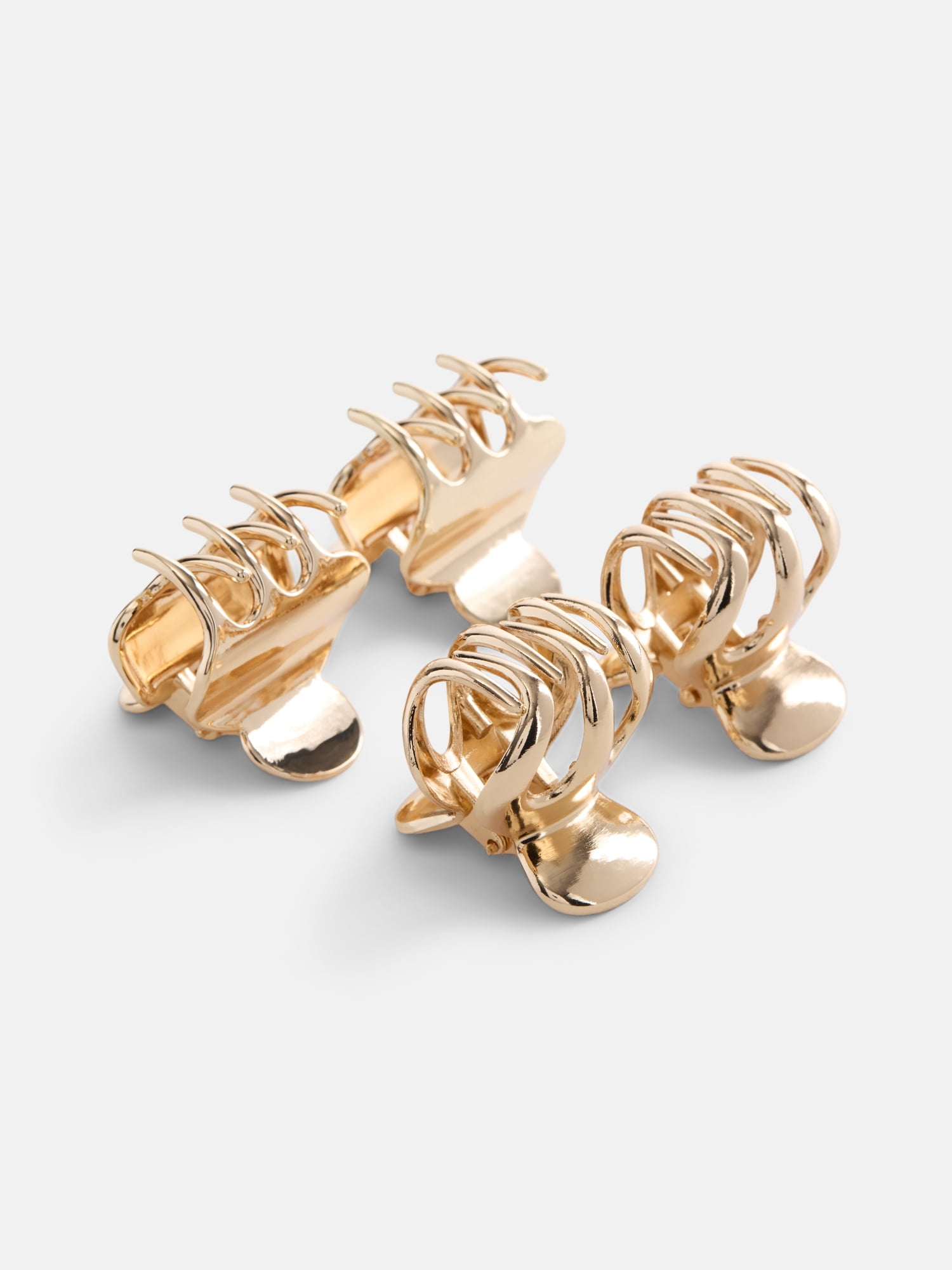 Scenario Women's Small Hair Claw Clips, 4-Pack, Gold-Tone