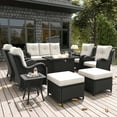 thumbnail image 6 of LayinSun 10 Pieces Outdoor Patio Furniture Set with Fire Pit Table, Rattan Wicker Sectional Swivel Rocker Chairs Sets with Ottomans, Swivel Glider Chairs, Single Chairs and Coffee Table, 6 of 8