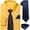 Yellow and Navy Blue, variant on Barry.Wang Mens Dress Shirt and Tie Set 3pcs Yellow Long Sleeve Button Down with Blue Necktie Handkerchief Formal Business Wedding
