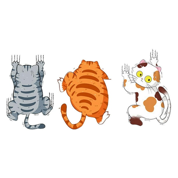 3 pegatinas y calcomanías divertidas de gato para coche, calcomanía de vinilo para rascar con tres gatos SG