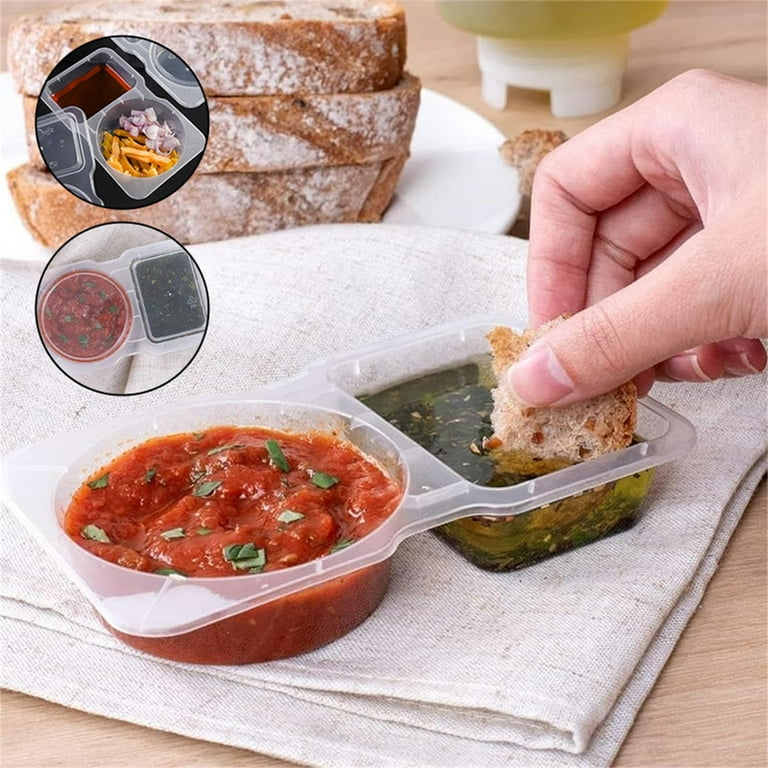 Double Compartment Snack Containers 40PCS Reusable Condiment Cups