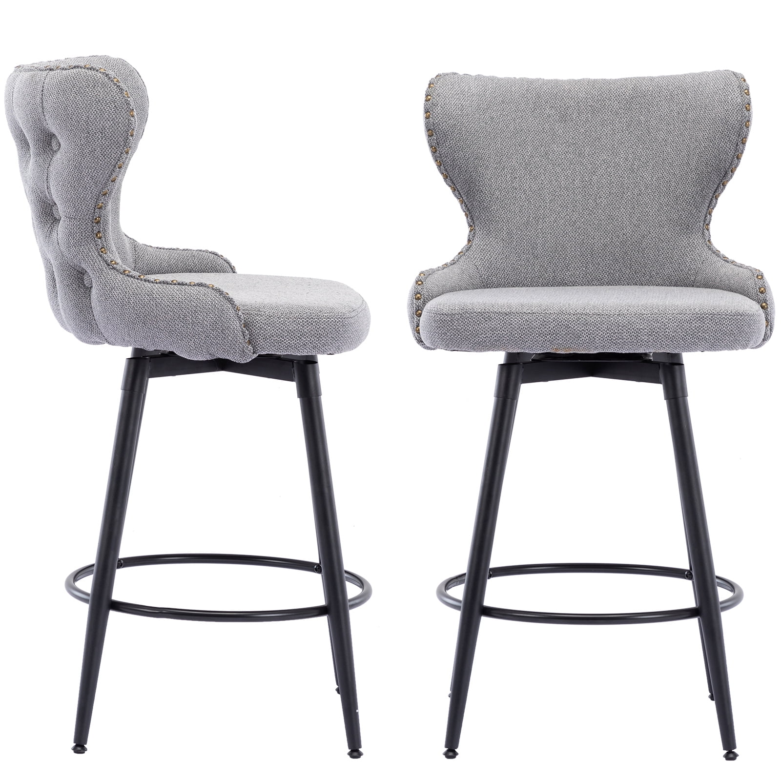 25 Inch Counter Height Bar Stools Set of 2,180°SelfRighting Modern