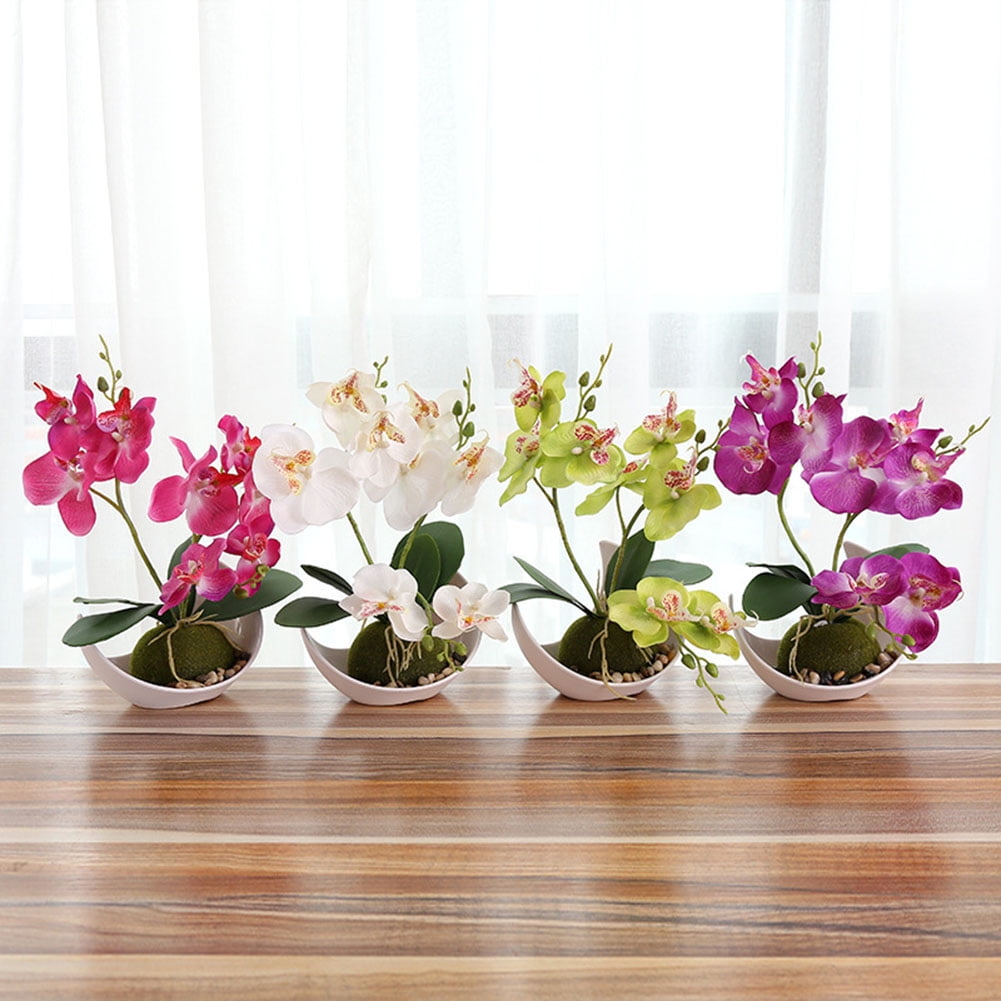 Artificial Flower Bouquet Three Butterfly Orchid Plant Manual Bonsai Decoration 