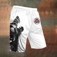 thumbnail image 2 of XIAONU Mens Norse Warrior Print Casual Shorts Loose Fit Mid Length Drawstring Waist Short Soft Loungewear Shorts, 2 of 3