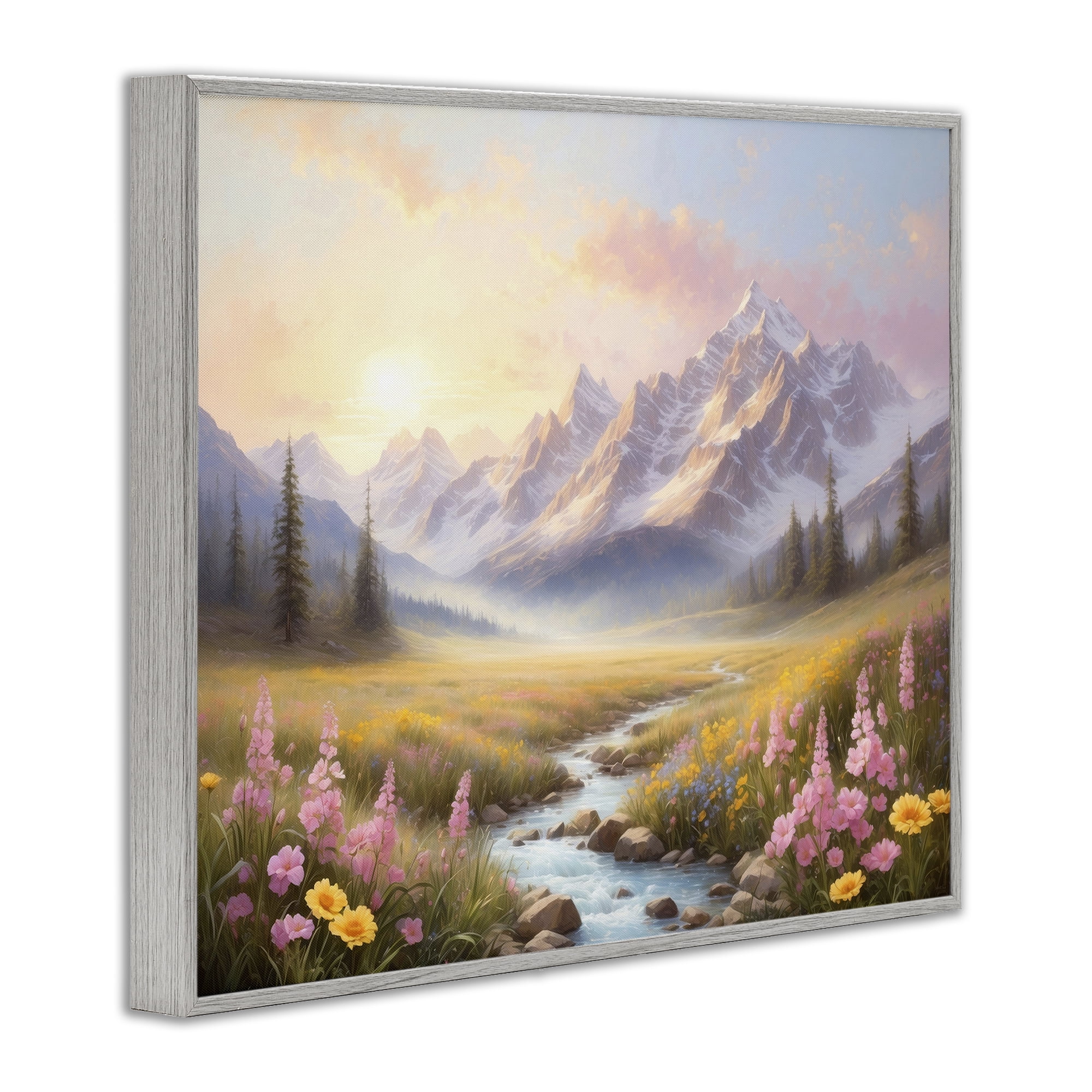 Stupell Industries Gentle Dawn Landscape Landscape Painting Gray Framed Art Print Wall Art, 14 x 11