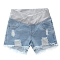 thumbnail image 3 of Pounoo Women's Maternity Shorts Over Belly Frayed Detail Denim Shorts Summer Style Breathable Relaxed Fit Maternity Shorts Gift, 3 of 8