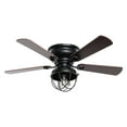 thumbnail image 4 of 42-in Industrial 5-Blade Matte Black Low Profile Flush Mount Ceiling Fan with Light Kit and Remote - 42 Inches, 4 of 5