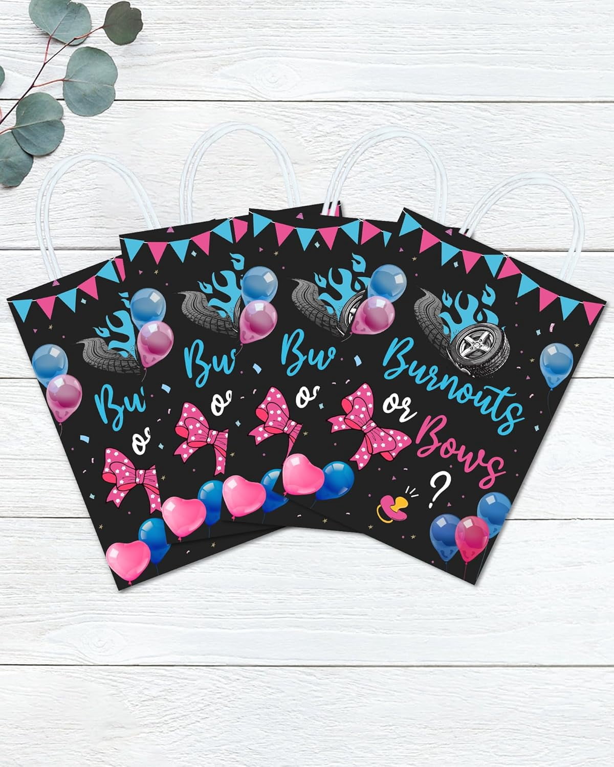 20Pcs Gender Reveal Party Supplies Gift Bags,Bows or Burnouts Gender Reveal Decorations, Burnout or Bows Baby Shower Decorations, Party Favor Bags, Goodie Bags for Unforgettable Celebrations