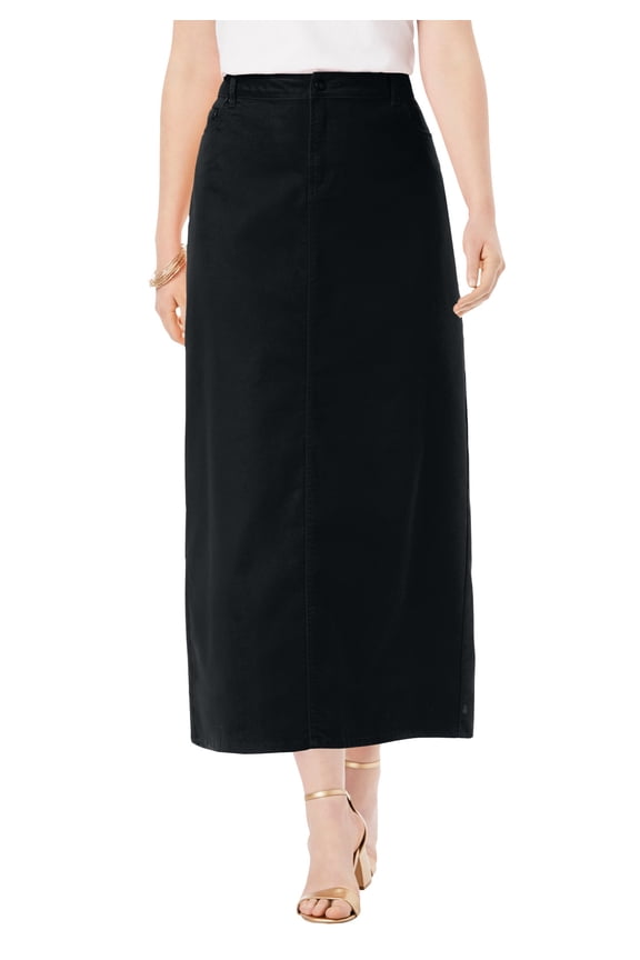 Women's Plus Size True Fit Front Button Casual Denim Skirt