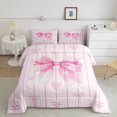thumbnail image 3 of Feelyou Cartoon Pink Ribbon Bedding Comforter Set for Kids, Fashion Stripes Lines Twin Comforter Sets, Kawaii Bow-tie Bowknot Reversible Bedding Set, Breathable Home Decor, 2 Pieces, 3 of 9