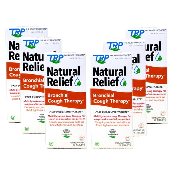 6 Pack - TRP Natural Relief Bronchial Cough Therapy Fast Dissolving Tablets, 70 count