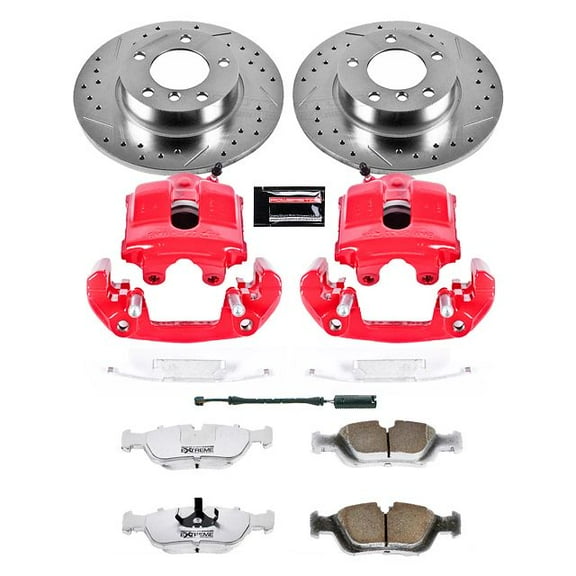 PowerStop Front Z26 Street Warrior Brake Pad and Rotor Kit with Red Powder Coated Calipers Fits: BMW Select Models KC590-26