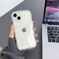 thumbnail image 3 of Compatible with iPhone 14 Case,Cute Clear Curly Wave Frame Shape Design with Camera Lens Protector Cover,Soft Slim Transparent TPU Full Protection Case for Women and Girls-Clear, 3 of 12