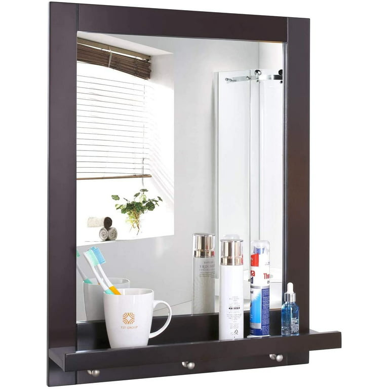 Afuly Kids Bathroom Mirror with Shelf, Arched Wood Home Organizer Boho  Storage Mirrors for Wall Decor, Bathroom, Bedroom, Entryway, 14x18 inch