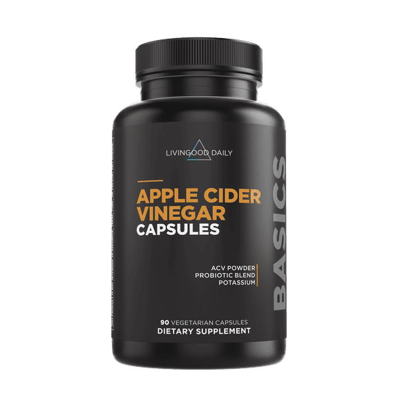 Livingood Daily Apple Cider Vinegar Capsules with The Mother (1500mg) - ACV Pills with Probiotics & Potassium for Women & Men - Supports Gut Health, Digestion, Appetite & Weight - Vegan, 90 Capsules