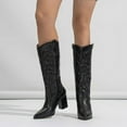 thumbnail image 2 of Juosiy Knee High Cowboy Boots for Women High Heels Pull-on Embroidered Wide Calf Cowgirl Boots, 2 of 8