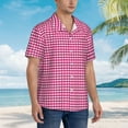 thumbnail image 5 of Daiia Pink Gingham Hawaiian Shirt for Men Gentle Cotton Regular Short Sleeve Casual-XX-Large, 5 of 9