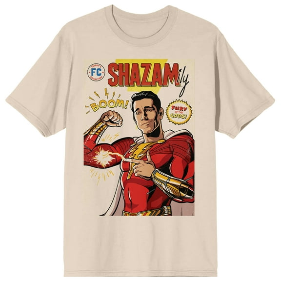 Shazam 2 Fury Of The Gods Comic Art Crew Neck Short Sleeve Women's Natural T-shirt-3XL