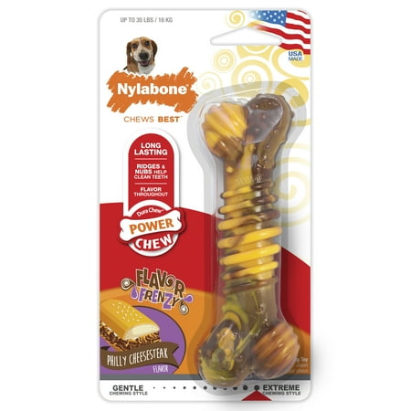 UPC: 0018214834342 | Nylabone Flavor Frenzy Dura Chew Cheesesteak Bone Dog Chew Toy Wolf