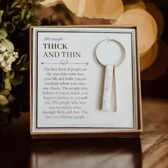 SSKFHGI Through Thick and Thin Keychain Keyring For Mothers Day New Gift Box
