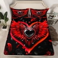 thumbnail image 2 of Feelyou Red Angel Wing Full Size Sheets, Happy Anniversary Bed Sheets, 4-Piece, 2 of 7