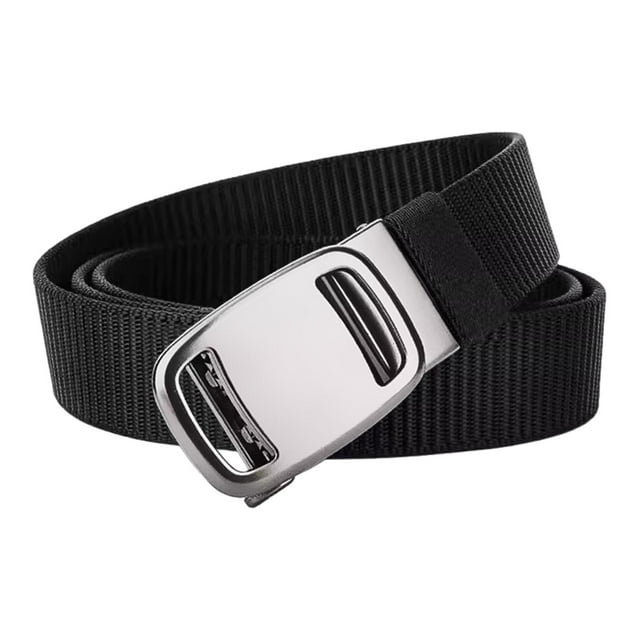 Cinturón de nailon para hombre, cinturón de tela resistente elástico, cinturón informal, hebilla automática, trabajo negro