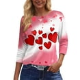 thumbnail image 3 of Fgvctg Valentine's Day Spring Shirts for Women Casual 3/4 Length Sleeve Crewneck Shirt Comfortable Date Night Pullover Tops Loose Sweet Love Heart Graphic Half Sleeve Blouses Light pink XL, 3 of 5