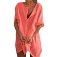 thumbnail image 2 of Cheers US Women Long Sleeve Beach Shirt Blouses Turn Down Collar Bathing Suit Cover Ups, 2 of 7