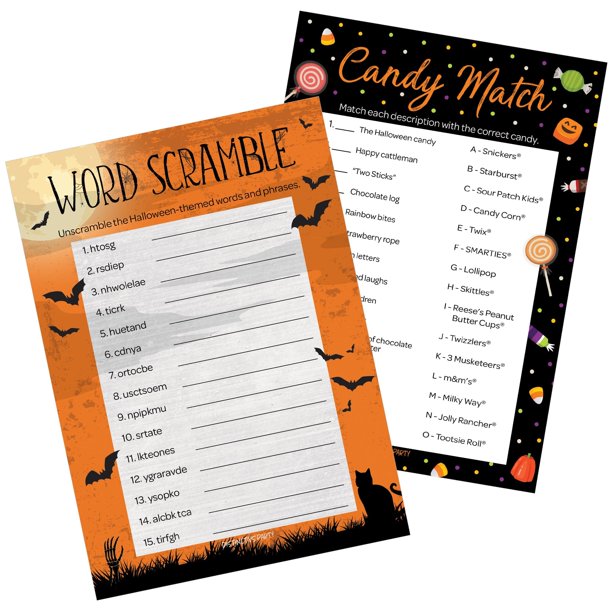 Halloween Party 2 Game Bundle Candy Match And Word Scramble 25 Dual Sided Cards Walmart Com Halloween Party 2 Game Bundle Candy Match And Word Scramble 25 Dual Sided Cards Walmart Com