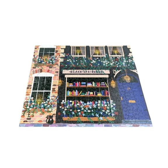 Puzzle Crush Black Cat Bookstore by Joy Laforme - 500 Piece Jigsaw Puzzle for Adults, Teens and Families