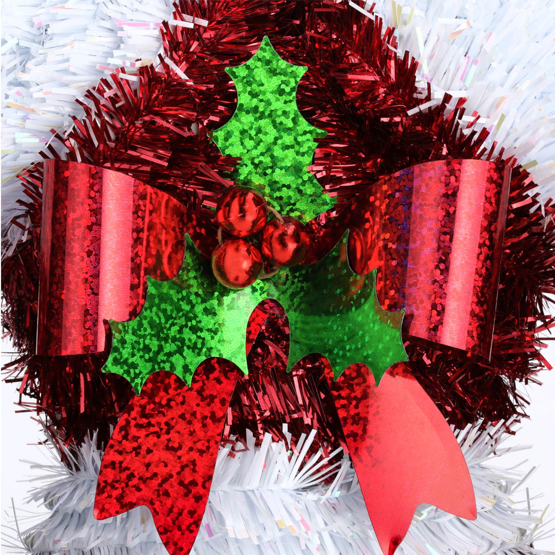 Tinsel Double Candy Canes Christmas Decoration, Red and White, 11", by Holiday Time