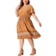 thumbnail image 4 of GRACE & GRANDEUR Vestidos de Verano Midi Boho de Manga Corta con Escote en V para Mujeres Talla Grande 1X Naranja, 4 of 6