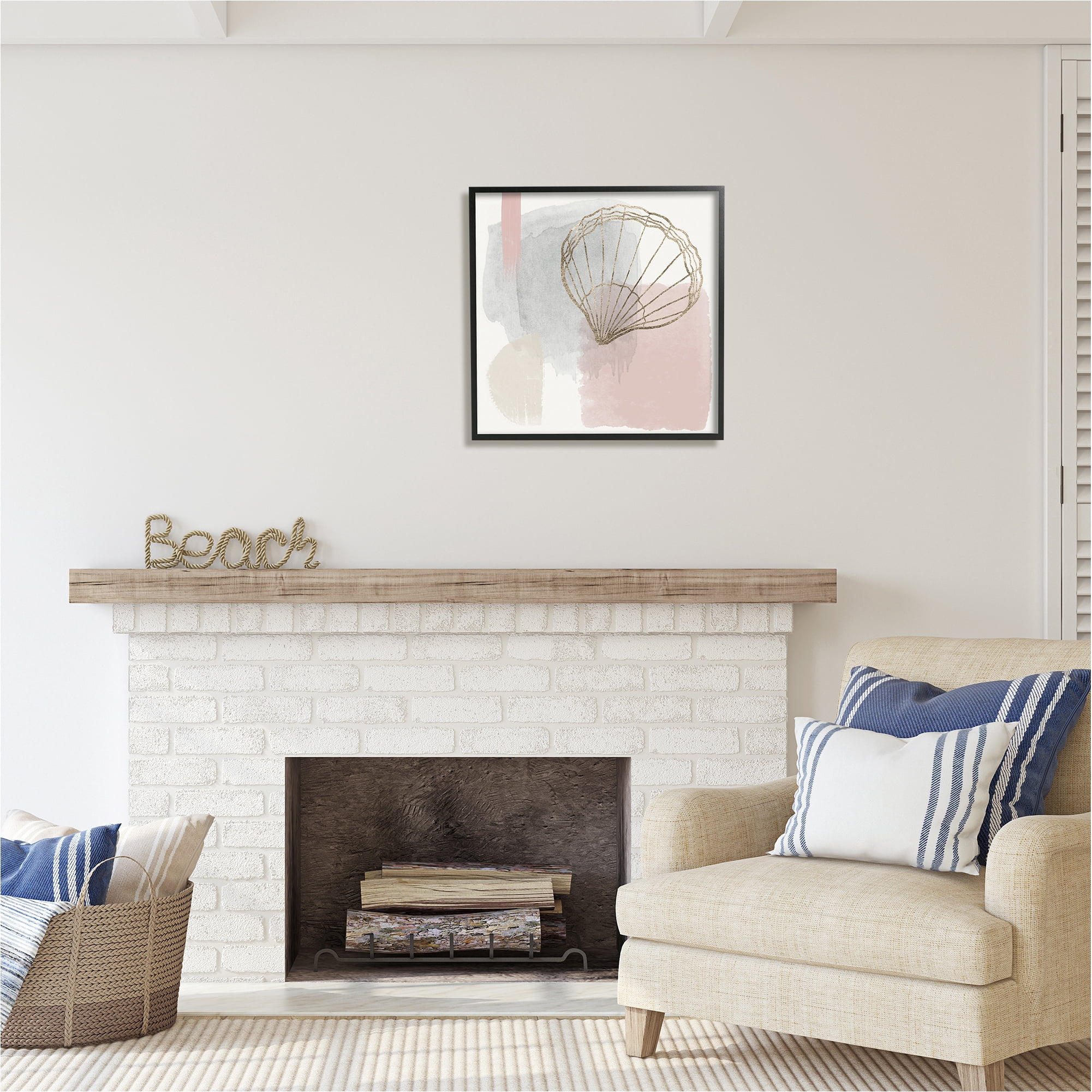 Stupell Industries Glam Modern Seashell Animals & Insects Painting Black Framed Art Print Wall Art, 24 x 24